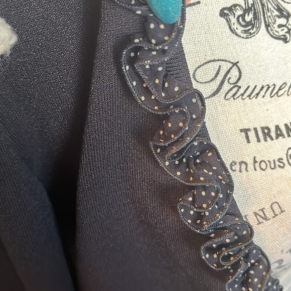 Escada Cardigan Sweater Ruffle Trim Button Front Black Size 36 = US 6 Small - Picture 5 of 12